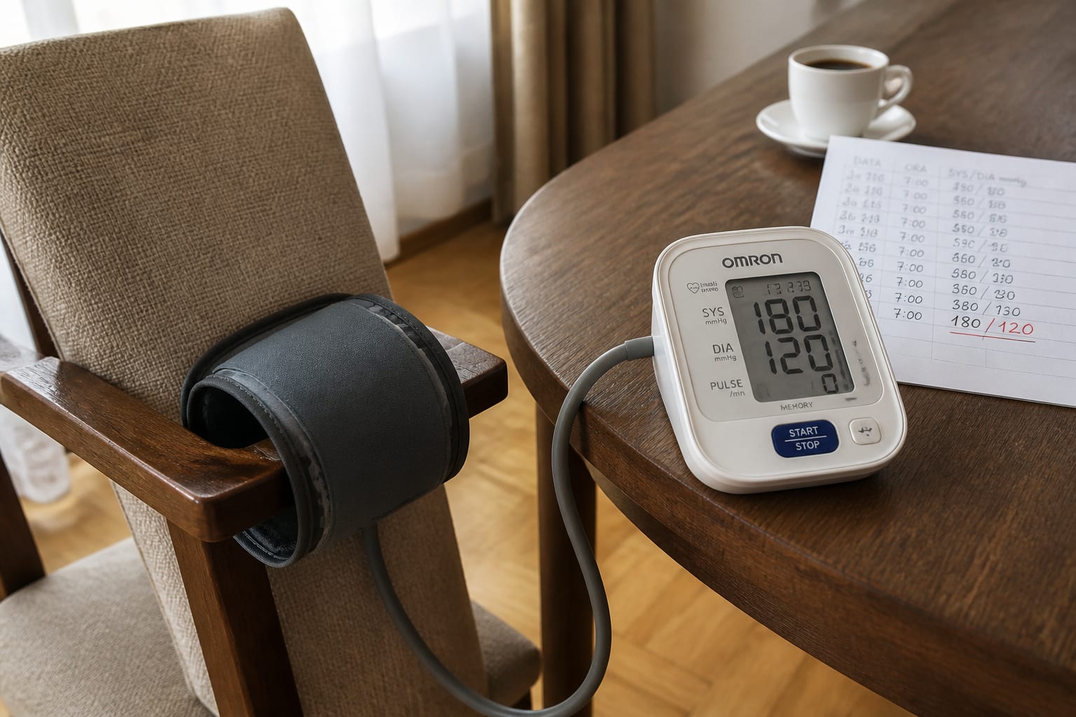 Tensiunea arterială peste 180/120 mmHg este o urgență medicală: cum o măsurați corect acasă
